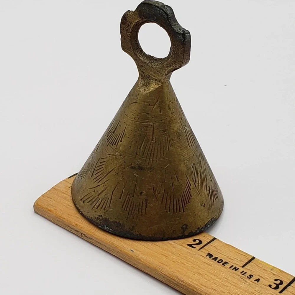 Vintage 1950s Mid Century Modern India Brass Etched/Engraved Bells (Set of 2)